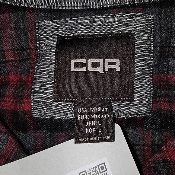 NWT CQR Gears Tactical Series Womens Red Gray Plaid Flannel Button Down Shirt M - Picture 4 of 5